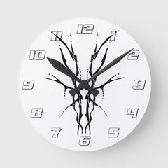 Maxcorners Deer Skull Tribal Design for deer Hunters black Round Clock TU3012
