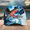 Maxcorners Fishing Blue Scale Water Splash Personalized Name 3D Cap (12 Fish Species)