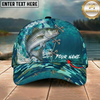 Maxcorners Fishing Aqua Camouflage Lace Up Personalized 3D Cap (12 Fish Species)