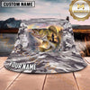 Maxcorners Fishing Blue Camo Fishing Illustration with Dynamic Splash Personalized Name 3D Bucket Hat (13 Fish Species)