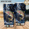 Maxcorners Fishing Tumbler Deep Blue Galaxy Honeycomb Design Personalized Name Tumbler (13 Species)