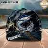 Maxcorners Fishing Gold Scale Lightning Splash Personalized Name 3D Cap (12 Fish Species)