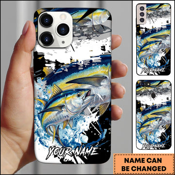 Maxcorners Tuna Fishing Phone Case Abstract Splash Modern Art Personalized Name 3D Phone Case