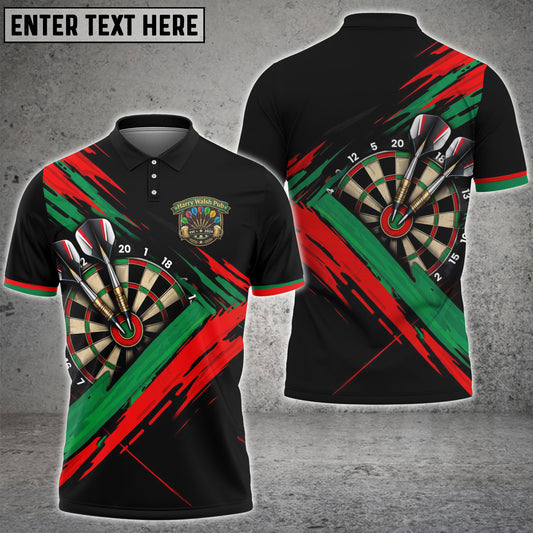 Maxcorners Harry Walsh Pub Dartboard Bullseye Red Green Slash 3D Polo Shirt
