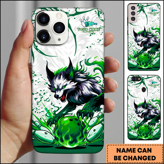 Maxcorners Wolf Bowling Strike Energy Flame Style Multicolor Options Personalized Name 3D Phonecase