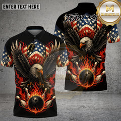 Maxcorners Bowling Shirt American Eagle Fire Bowling Ball Multioptions Personalized Name, Team Name Unisex 3D Shirt