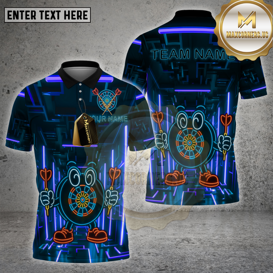 Maxcorners Darts Dartboard Dual Darts Maze Neon Multicolor Options Personalized Name, Team Name 3D Shirt (4 Colors