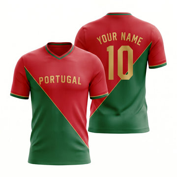 Maxcorners Portugal Red Green Soccer Jersey Custom Fan Edition