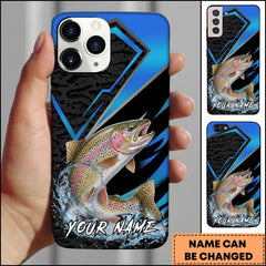 Maxcorners Trout Fishing Electric Blue Arrow Pattern Splash Personalized Name Phone Case
