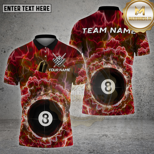 Maxcorners Billiards Shirt 8 Ball Lightning Storm Multioptions Personalized Name, Team Name Unisex 3D Shirt (4 Colors)
