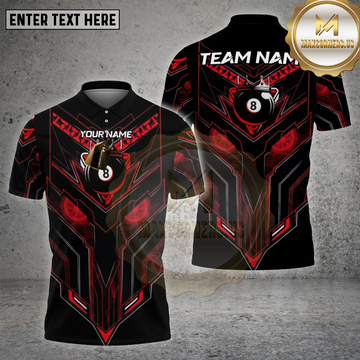 Maxcorners Billiards Shirt 8 Ball Cyber Eyes Multioptions Personalized Name, Team Name Unisex 3D Shirt (4 Colors)