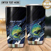 Maxcorners Fishing Tumbler Dark Navy Carbon Fiber Wave Design Personalized Name Tumbler (13 Species)