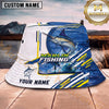 Maxcorners Fishing Black All-Over Aquatic Pattern Personalized 3D Bucket Hat (13 Fish Species)