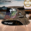 Maxcorners Fishing Camo American Flag Personalized Name 3D Bucket Hat (12 Fish Species)