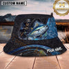 Maxcorners Fishing Dark Skull Fisherman with Dramatic Rod and Water Splash Personalized Name 3D Bucket Hat (13 Fish Species)