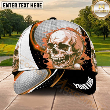 Maxcorners Golf Skull Moon Ball Artwork Personalized Name 3D Classic Cap
