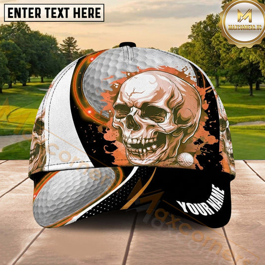 Maxcorners Golf Skull Moon Ball Artwork Personalized Name 3D Classic Cap