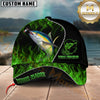 Maxcorners Fishing Angler Green Flame Custom Name Personalized Cap  (12 Fish Species)