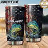 Maxcorners Fishing Tumbler Rustic Patriotic Flag Design Personalized Name Tumbler (13 Species)