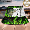 Maxcorners Fishing Vibrant Green Flame Fishing Action with Bold Graphic Personalized Name 3D Bucket Hat (13 Fish Species)