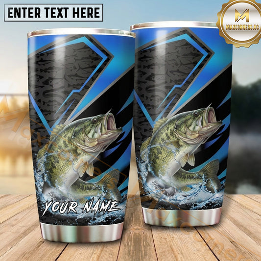 Maxcorners Fishing Tumbler Black Blue Arrow Carbon Design Personalized Name Tumbler (13 Species)