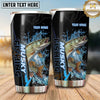 Maxcorners Fishing Tumbler Black Blue Vertical Splash Design Personalized Name Tumbler (13 Species)