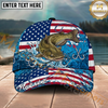 Maxcorners Fishing Distressed American Flag Water Splash Personalized Name 3D Cap (12 Fish Species)