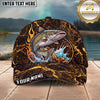 Maxcorners Fishing Lava Fire Rock Water Splash Personalized Name 3D Cap (12 Fish Species)