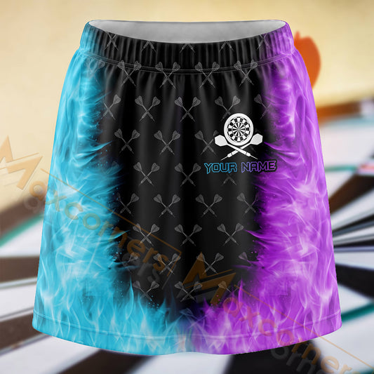 Maxcorners Darts Cyan Purple Split Smoke Dartboard Personalized 3D Skort, Skirts With Shorts