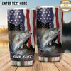 Maxcorners Fishing Tumbler Vertical American Flag Landscape Design Personalized Name Tumbler (13 Species)