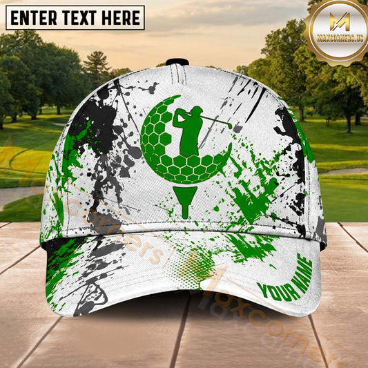 Maxcorners Golf Hexagon Splash Golfer Ball Graphic Personalized Name 3D Classic Cap