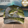 Maxcorners Fishing Olive Silver Curved Line Water Splash Personalized Name 3D Cap (12 Fish Species)