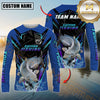 Maxcorners Freshwater Fish Fishing Neon Sport Jersey Style Personalized Name, Team Name Long Sleeve Shirt (6 Breeds)
