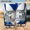 Maxcorners Fishing Tumbler Blue White Racing Stripe Design Personalized Name Tumbler (13 Species)