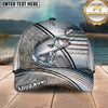 Maxcorners Fishing Olive Silver Curved Line Water Splash Personalized Name 3D Cap (12 Fish Species)