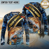 Maxcorners Fishing Honeycomb Water Personalized Name, Team Name Long Sleeve Shirt (9 Fish Species)