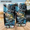 Maxcorners Fishing Tumbler Black Aqua Geometric Grunge Design Personalized Name Tumbler (13 Species)