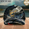 Maxcorners Fishing Black White Crack Texture Splash Personalized 3D Cap (12 Fish Species)