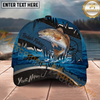 Maxcorners Fishing Heartbeat Boat Scene Multiple Options Personalized Name 3D Cap (12 Fish Species)