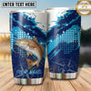 Maxcorners Fishing Tumbler Blue Pixel Ocean Wave Design Personalized Name Tumbler (13 Species)