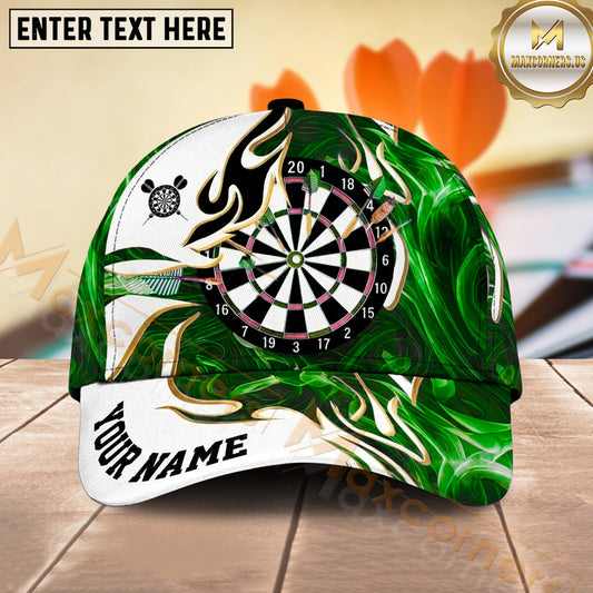 Maxcorners Darts Flame Pattern Dartboard Personalized Name 3D Classic Cap