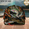 Maxcorners Fishing Woodland Camo Orange Stripe Personalized 3D Cap (12 Fish Species)