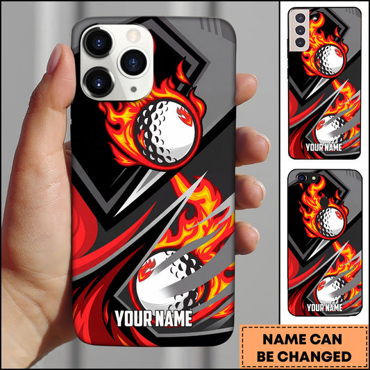 Maxcorners Golf Epic Fireball Flaming Golf Ball Smash Red Black Personalized Phone Case