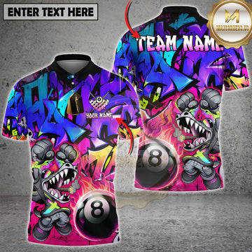 Maxcorners Billiards Crazy Beast Flaming 8 Ball Graffiti Multi Options Personalized Name, Team Name 3D Shirt