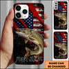 Maxcorners Fishing American Flag Patriotic Grunge Personalized Name Phone Case (10 Fish Species)