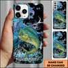 Maxcorners Fishing Neon Scale Texture Water Splash Personalized Name Phone Case (10 Fish Species)