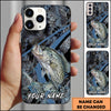 Maxcorners Fishing Dark Hexagon Pattern Dynamic Splash Personalized Name Phone Case (10 Fish Species)