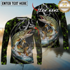 Maxcorners Fishing Lightning Hexagon Personalized Name, Team Name Long Sleeve Shirt (9 Fish Species)
