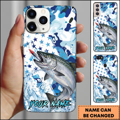 Maxcorners Chinook Fishing Star Camo Water Splash Art Personalized Name Phone Case
