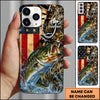 Maxcorners Rustic American Flag Woodland Personalized Name Phone Case (13 Fish Species)